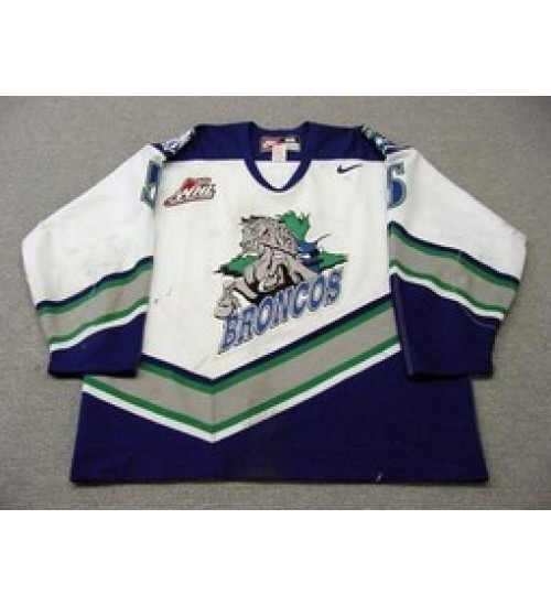 Custom WHL Swift Current Broncos 01 02 Kevin Seibel Home Hockey Jersey White